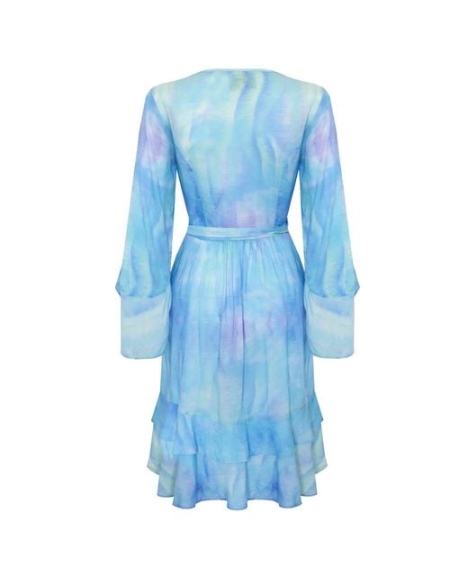 Sophia Alexia Blue Wave Riviera Mini Wrap Dress