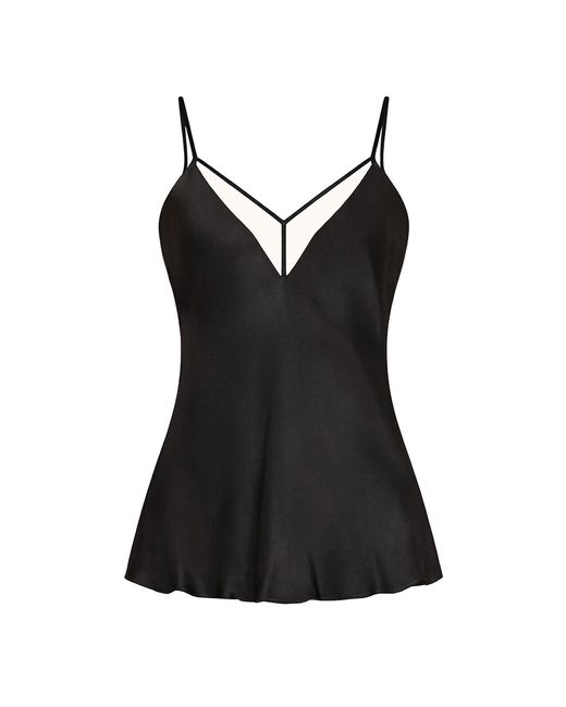 Nissa Black Tulle-Insert Viscose Top