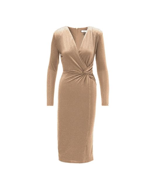 Nissa Natural Neutrals Stud-Embellished Midi Dress