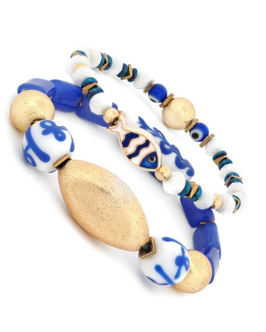 Ebru Jewelry Blue Greece Vibes & Ceramic Bracelet Set