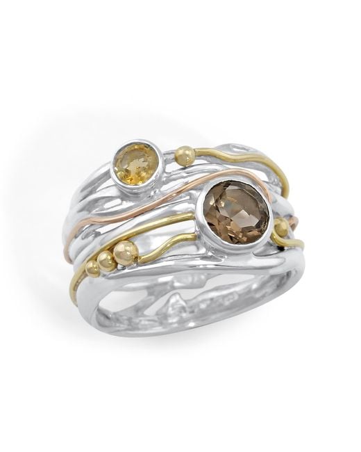 Isla Silver White Smoky Quartz & Citrine Statement Ring