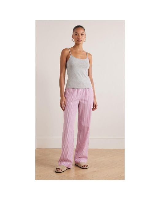 2KStyle Purple Amalfi Elasticated Striped Linen Wide-Leg Pants