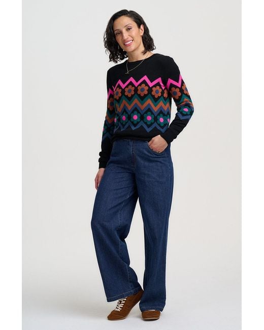 Sugarhill Black Rita Jumper Flower Chevron