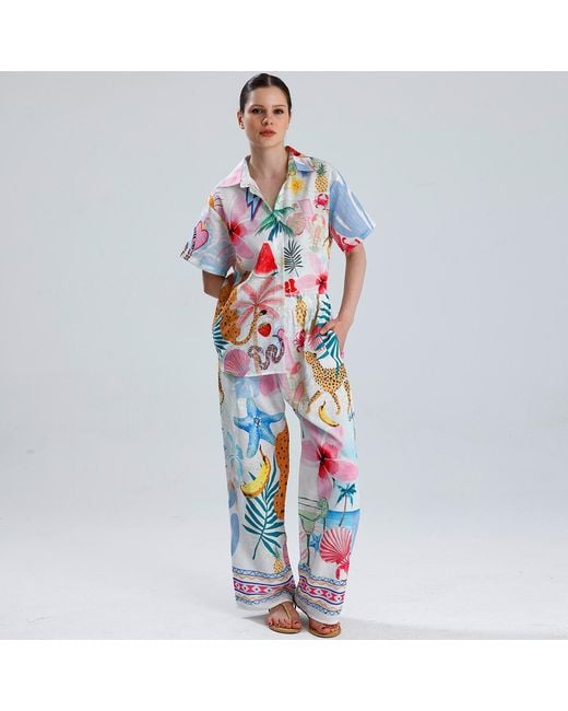 LOVEIST STORE Blue Nancy Printed Shirts