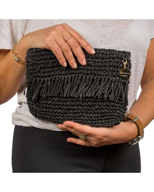 Springmoonatelier Black Mini Paper String Crocket Handbag