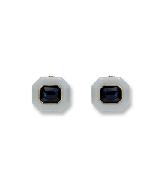 Michael Nash Jewelry Black Lena Aqua Resin And Sapphire Crystal Octagon Earrings