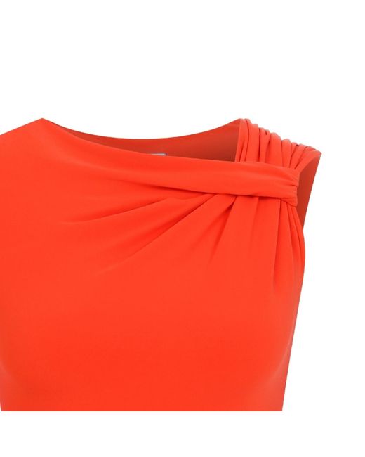 Maan Istanbul Red Asymmetrical Sleeve Bodysuit