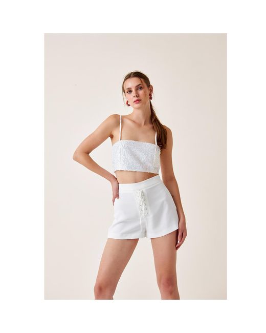 Fickle Hearts White Aine Mini Shorts