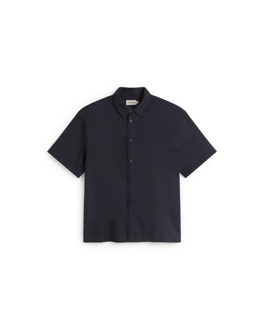 Thinking Mu Blue Fish Kurtis Oversize Hand-Embroidered Shirt for men