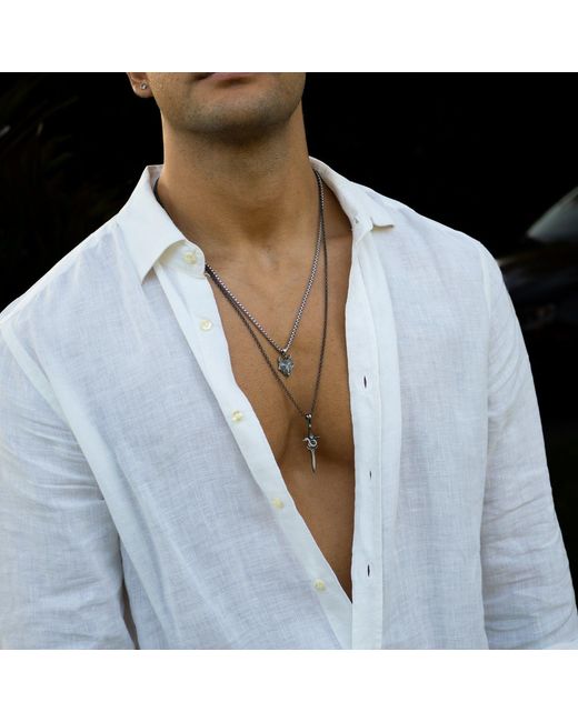 Ebru Jewelry Metallic Serpent Blade Sterling Necklace for men