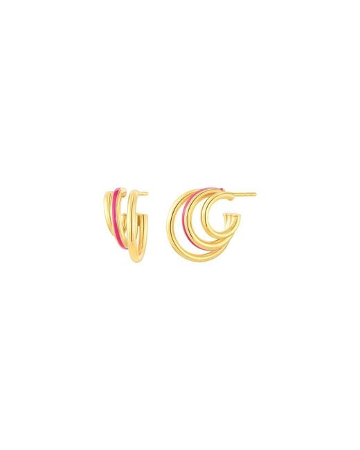 Gold & Honey Multicolor Triple Hoop Earrings With Enamel