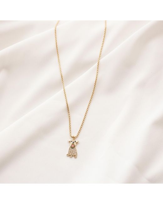 Cloud Haven Metallic Mini Cz Smiling Pittie Pendant Necklace