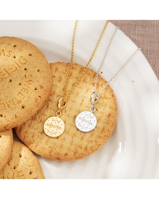 Lily Charmed Metallic Sterling Digestive Biscuit Charm Necklace