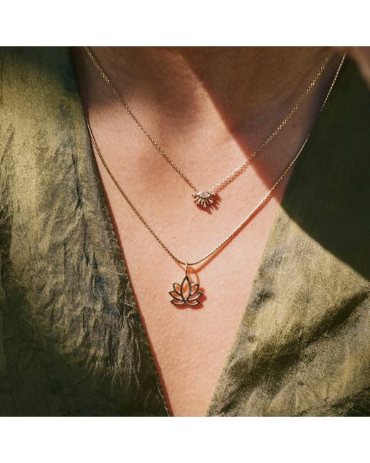Zohreh Metallic Lotus Flower Pendant 9K