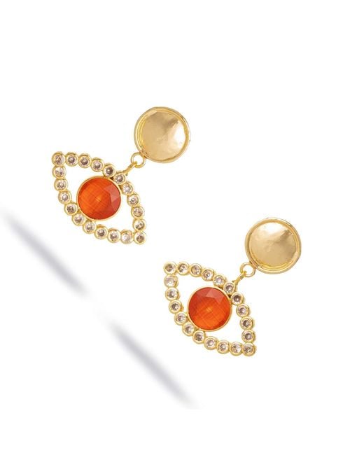 Ebru Jewelry Metallic Crimson Flame Eye Earrings