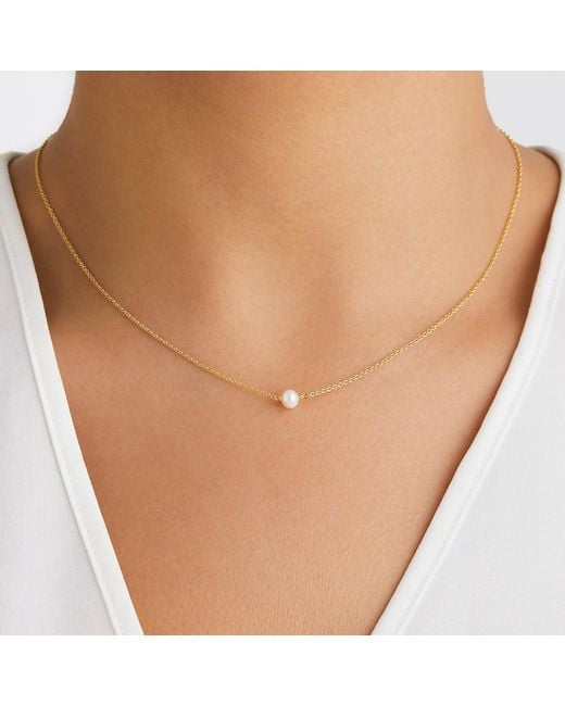 Lily & Roo Metallic Solid Single Pearl Choker Necklace