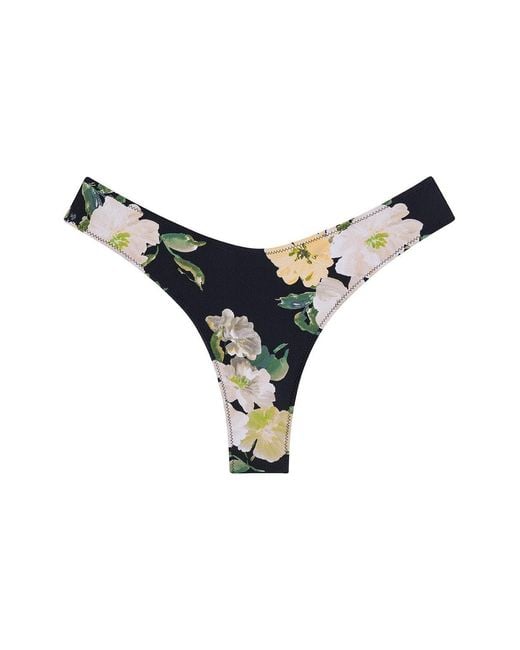 Montce Black Liz Floral Lulu Zig-Zag Stitch Bikini Bottom
