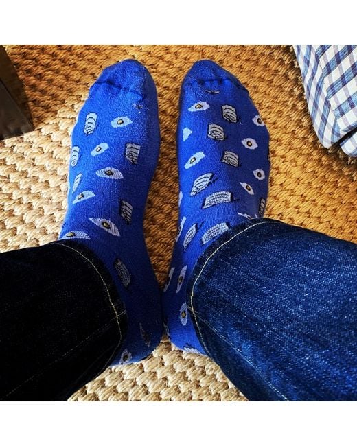 Lazyjack Press Blue Kegs & Eggs Socks for men