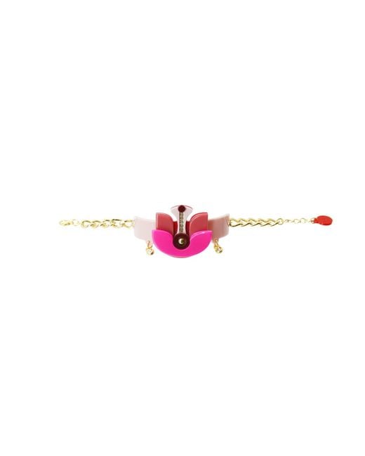 Gissa Bicalho Pink Acrylic Handmade Bracelet Lotus