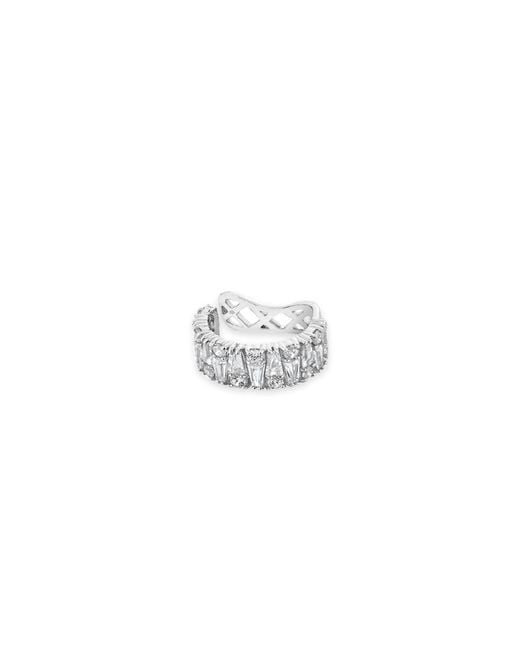 SALLY SKOUFIS White Culture Ear Cuff With Made Cz Diamond Stimulant