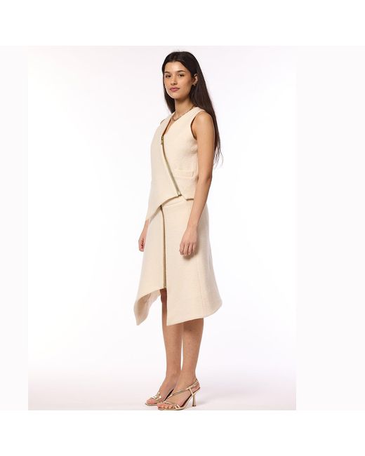 F.j.k by Farah Kadhimi Natural Angelina The Ivory Asymmetric Waistcoat With Golden Zip