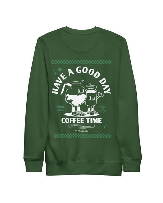 Anchor and Crew Green Forest Gustatory Have A Good Day Cotton Blend Embroidered Sweatshirt