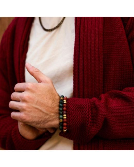 Rachel Nathan Green Narrow: Matte Kambaba Jasper Bracelet for men