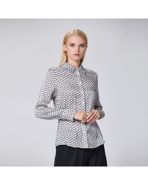 Smart and Joy Green Graphic Print Satin Long Sleeves Shirt