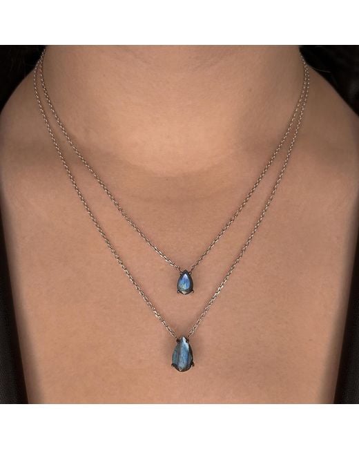 SALLY SKOUFIS Metallic Droplet Necklace With Labradorite