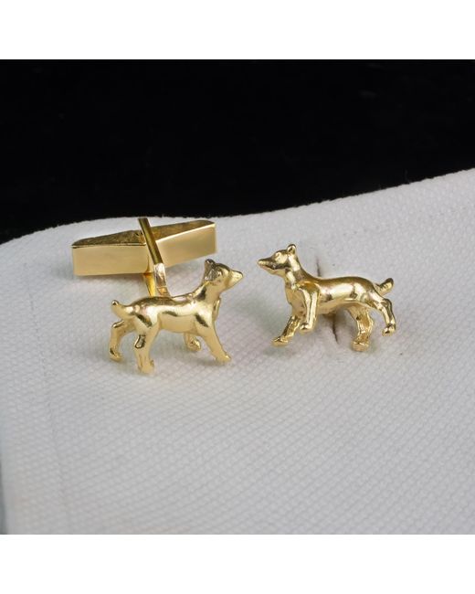 Simon Kemp Jewellers Metallic Jack Russell Cufflinks Eighteen Carat On Sterling Recycled for men