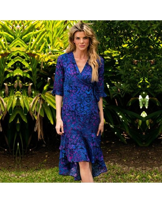 Sophia Alexia Purple Leopard Midi Wrap Dress