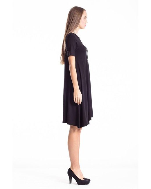 Conquista Black Dress With Uneven Hemline