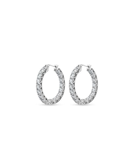 SALLY SKOUFIS Metallic Luxe Grande Hoop Earrings With Made Cz Diamond Stimulant