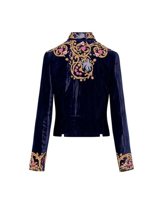 Beatrice von Tresckow Embroidered Velvet Valerie Cropped Jacket in