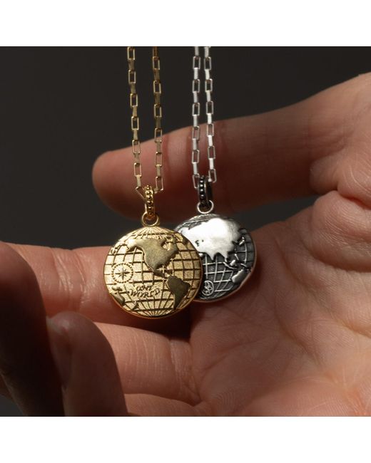 Dower & Hall Metallic One World Talisman Necklace In Vermeil for men