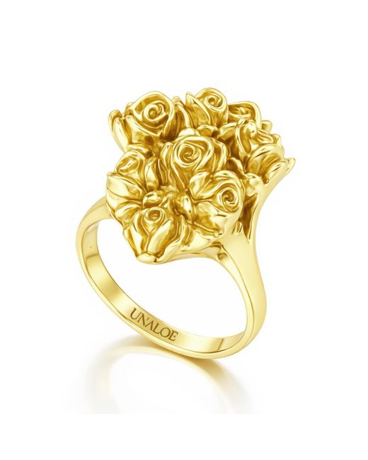 Unaloe Metallic Floral Rose Cluster Ring