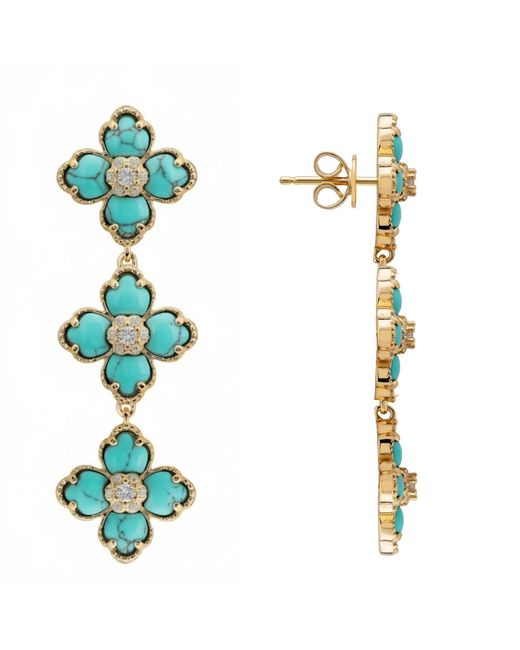 Latelita London Green Flower Clover Triple Drop Earrings Arizona
