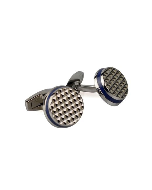 DAVID WEJ Black Round Gem Cufflinks – for men