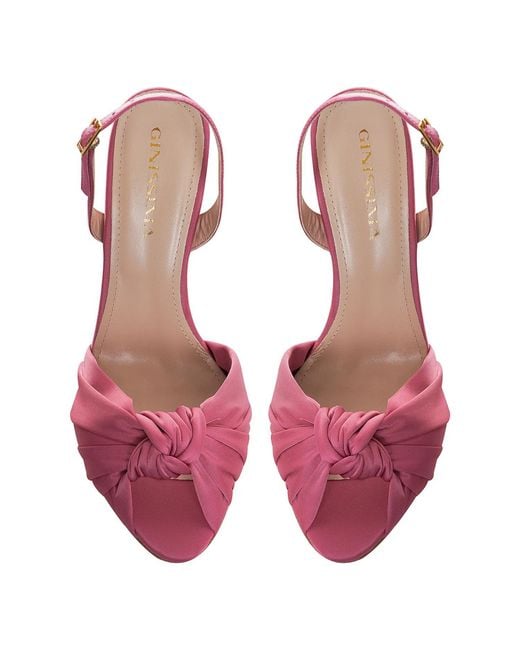 Ginissima Pink Sofia Satin Sandals, Rose