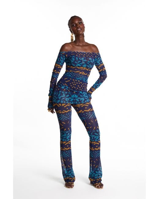 Ofuure Blue Anu Off-Shoulder Top