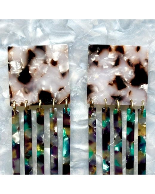 CLOSET REHAB Multicolor Square Fringe Earrings