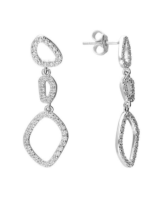 Jollz Jewellery White Sterling Triple Cubic Zirconia Drop Earrings