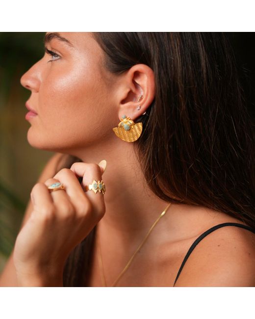 Ebru Jewelry Yellow Turquoise Honey Bee Chunky Earrings