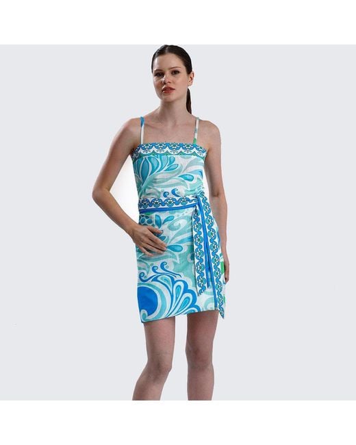 LOVEIST STORE Blue Venice Printed Camisole & Wrap Skirt Co-Ord Set