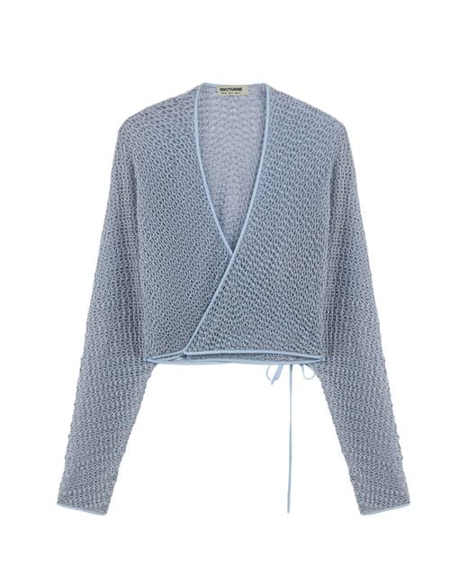 Nocturne Blue Wrap Mesh Blouse