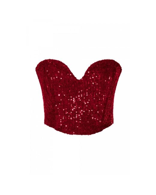 AGGI by HALEWSKI Red Lara Brilliant Ruby Sequin Corset
