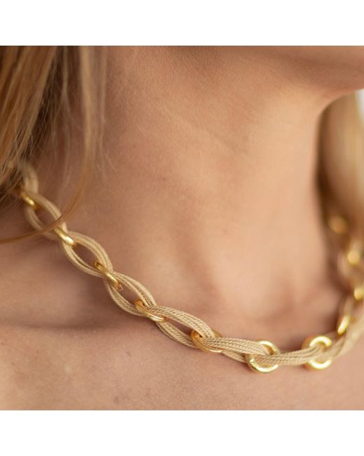 Nart Nature Making Art Metallic Neutrals The Knot Buriti Natural Fiber Necklace