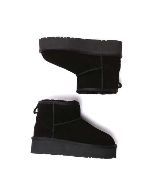 EverAu Australia Black Dusky Leather Platform Short Boots