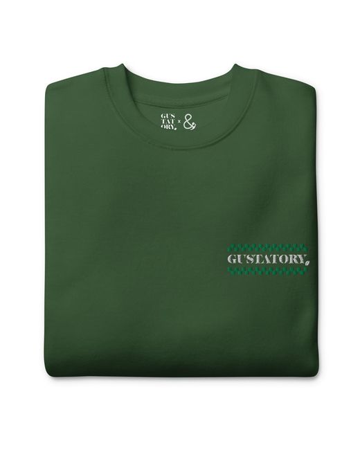 Anchor and Crew Green Forest Gustatory Have A Good Day Cotton Blend Embroidered Sweatshirt