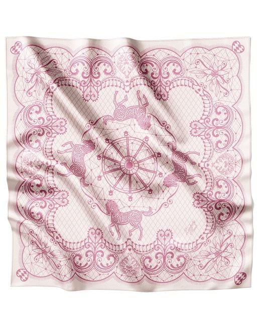 Lamberty Munich Pink Horse Festivity Midi Silk Scarf Soft Rose